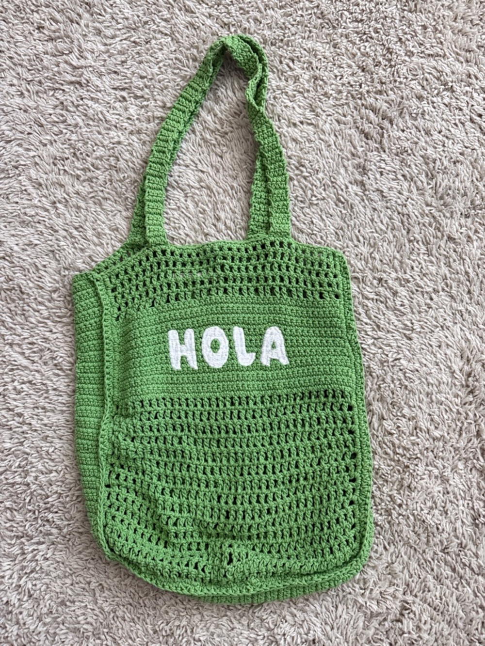 C&C California Green Crochet 'HOLA' Tote Bag